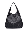 Черна дамска кожена чанта с релеф Kosara-0 снимка