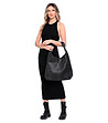 Черна дамска кожена чанта с релеф Kosara-4 снимка