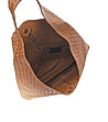 Дамска кожена чанта с релеф в цвят коняк Kosara-3 снимка