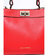 Червена дамска чанта от естествена кожа Denia-2 снимка