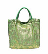 Дамска ефектна чанта в зелено и златисто Karmelia-0 снимка