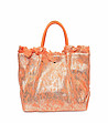 Дамска ефектна чанта в оранжево и златисто Karmelia-0 снимка