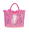 Дамска ефектна чанта в розово и златисто Karmelia-0 снимка