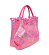 Дамска ефектна чанта в розово и златисто Karmelia-1 снимка