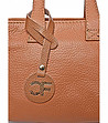 Дамска малка чанта от естествена кожа в цвят коняк Harriet-2 снимка