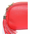 Малка дамска кожена червена чанта с пискюл Zaria-2 снимка