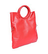 Червена дамска чанта от естествена кожа с несесер Ambala-1 снимка