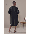 Дълга дамска жилетка в черно със съдържание на памук и лен-1 снимка