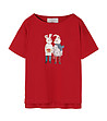 Червена дамска памучна тениска Miza 5-0 снимка