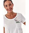 Бяла дамска тениска от органичен памук с щампа слонче Stena 1-2 снимка