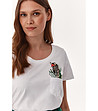 Бяла дамска тениска от органичен памук с щампа зебра Stena 2-2 снимка