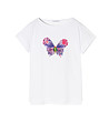 Бяла тениска от органичен памук с щампа пеперуда Maki-2 снимка