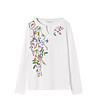 Бяла памучна дамска блуза с флорални мотиви Rejaka-3 снимка