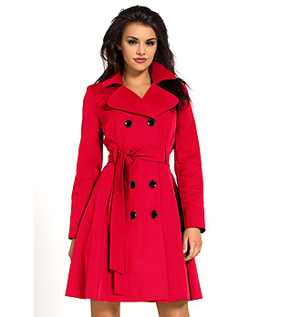 Дамски шлифер в червено снимка