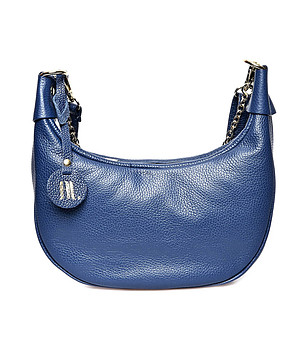 Дамска кожена чанта в синьо Sani снимка