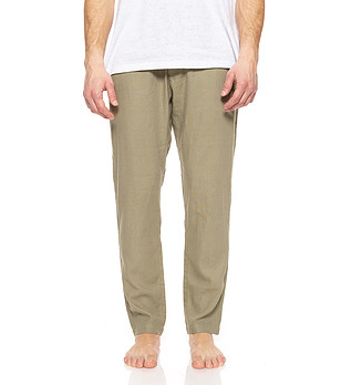 Мъжки панталон в зелен нюанс с високо съдържание на лен снимка