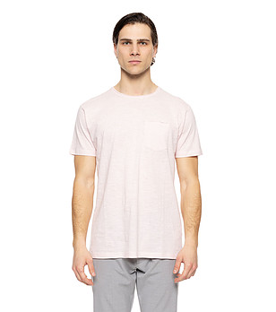 Светлорозова памучна мъжка тениска снимка