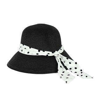 Черна дамска шапка с лента на точки Vitoria снимка