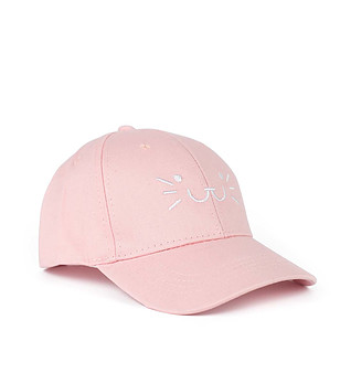 Детска розова шапка с козирка Kitty cat! снимка