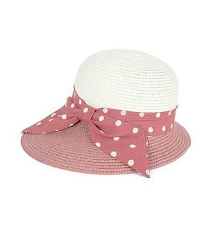 Дамска шапка в бяло и розово Agello снимка
