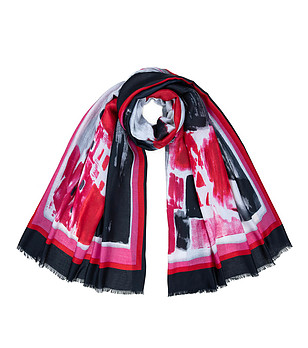 Дамски многоцветен шал с черен кант Juicy abstract снимка