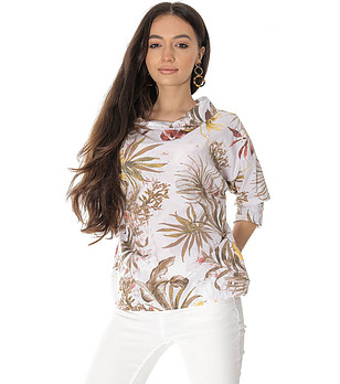 Оversize памучна дамска блуза в цвят крем Lonela снимка