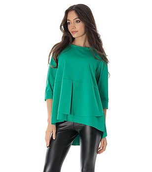 Зелена oversize дамска блуза Caren снимка