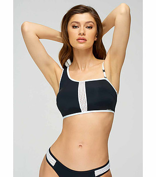 Горнище на бански тип бандо в черно и бяло Letta снимка