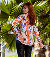 Многоцветна дамска риза с флорален принт-1 снимка