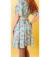 Елегантна рокля в цвят аква с принт-3 снимка