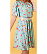 Елегантна рокля в цвят аква с принт-4 снимка