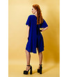Ефектна асиметрична рокля в син цвят-1 снимка