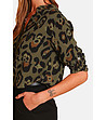 Дамска блуза в цвят каки с принт-2 снимка