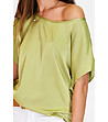 Зелена дамска сатенена блуза-3 снимка