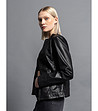 Късо дамско яке в черно от еко кожа-3 снимка