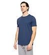 Мъжка памучна тениска в цвят индиго-2 снимка