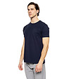 Мъжка памучна тениска в тъмносин цвят -2 снимка