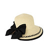 Бежова дамска шапка с черна панделка Santos-2 снимка