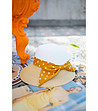 Дамска шапка в бяло и бежово с оранжева лента Agello-0 снимка
