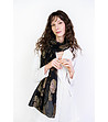 Дамски шал в черно със златисти листа Oleni-2 снимка