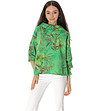 Оversize памучна дамска блуза в зелено с принт Lonela-0 снимка
