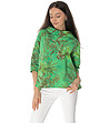 Оversize памучна дамска блуза в зелено с принт Lonela-3 снимка