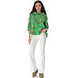 Оversize памучна дамска блуза в зелено с принт Lonela-4 снимка