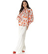 Дамска бяла риза с флорален принт в оранжево Claret-4 снимка