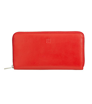 Голям червен дамски кожен портфейл Francie с RFID защита снимка