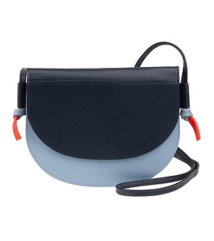 Дамска кожена чанта за рамо в сини нюанси Raila снимка