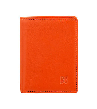 Кожен мъжки портфейл в оранжево с RFID защита снимка