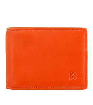 Оранжев мъжки портфейл от естествена кожа с RFID защита снимка