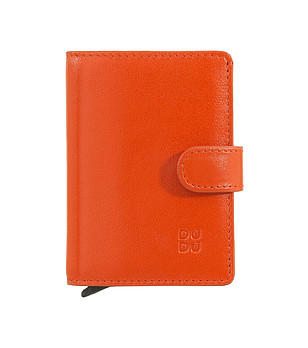 Мъжки портфейл в оранжево от естествена кожа снимка