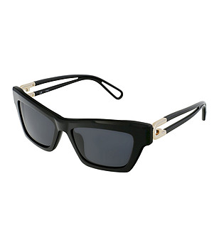 Черни дамски слънчеви очила със златисти детайли снимка
